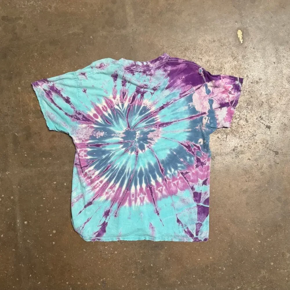 Vtg Tie-Dye GUESS T-Shirt – Multicolor Spiral Graphic Logo Tee – Delta Tag – SzL - Picture 2 of 11
